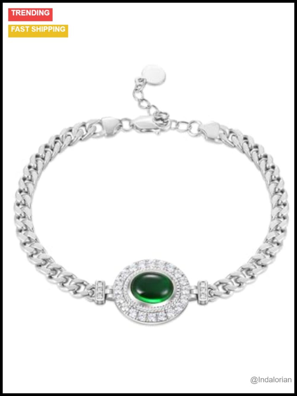 Cubic Zirconia Link Bracelet for Women, Rhodium/Yellow Gold Plated, Adjustable